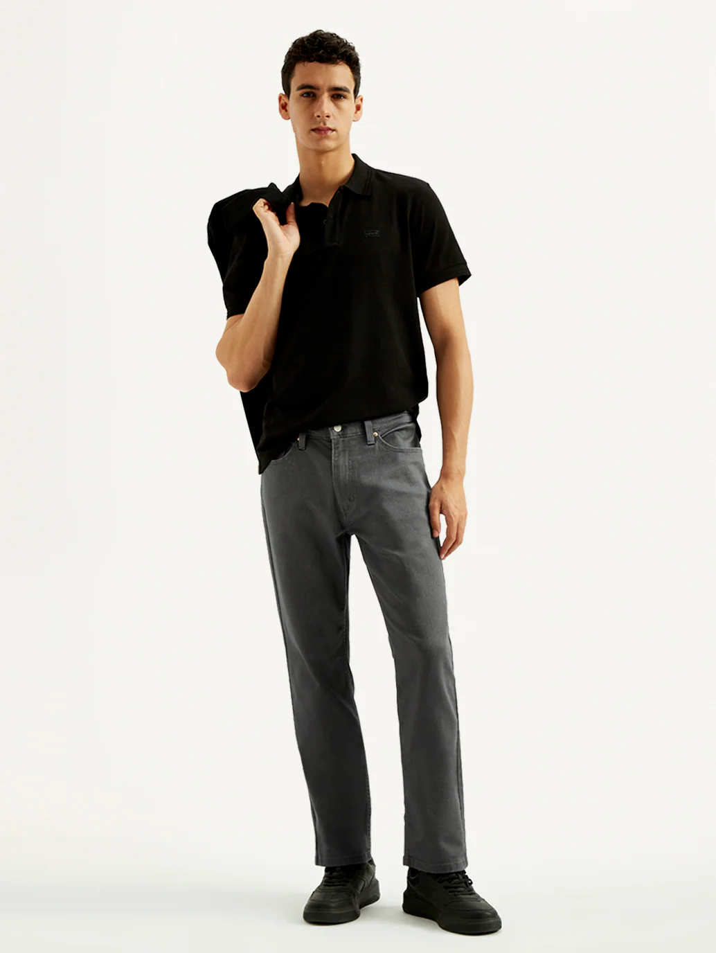 Men's 541 Charcoal Grey Overdyed Athletic Tapered Fit Mid Rise Jeans