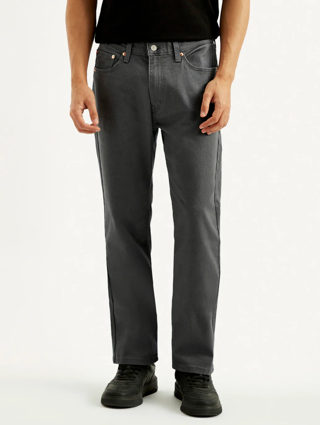 Men's 541 Charcoal Grey Overdyed Athletic Tapered Fit Mid Rise Jeans - Image 3