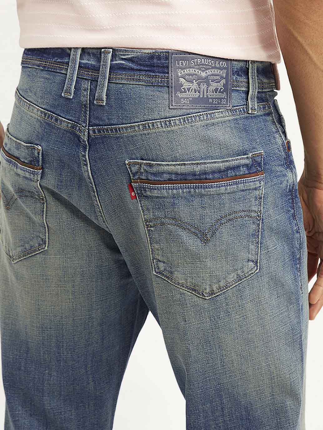 Men's 541 Blue Athletic Tapered Fit Mid Rise Jeans - Image 4