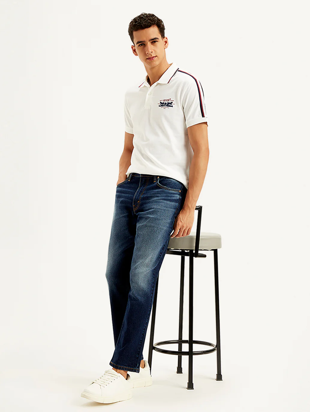 Men's 541 Navy Blue Athletic Tapered Fit Mid Rise Jeans