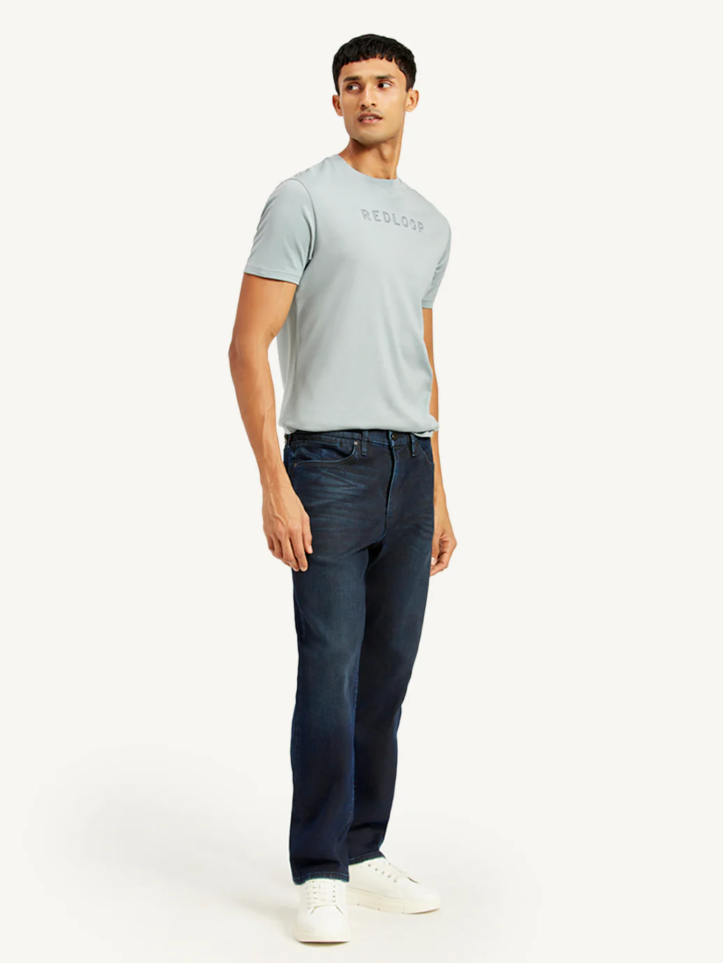 Men's Redloop 541 Navy Blue Athletic Tapered Fit Mid Rise Jeans - Image 5
