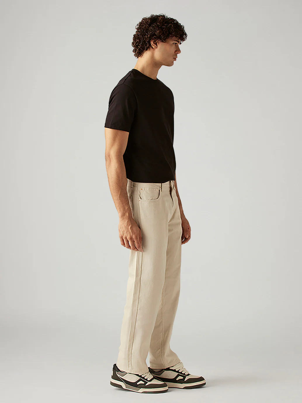 Men's 555 Beige Relaxed Straight Fit Mid Rise Jeans - Image 5