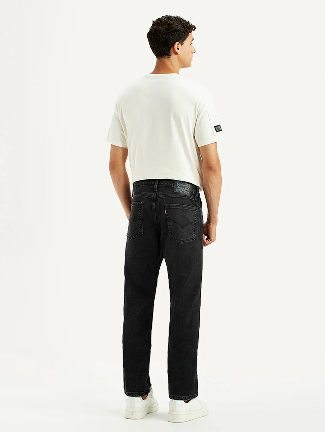 Men's 555 Black Relaxed Straight Fit Mid Rise Jeans - Image 2