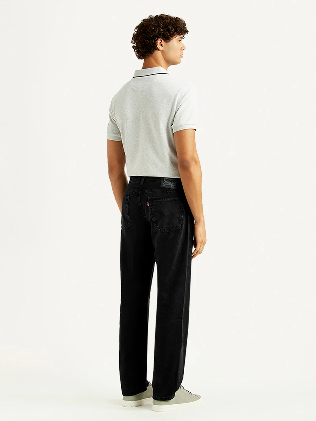 Men's 555 Black Relaxed Straight Fit Mid Rise Jeans - Image 3