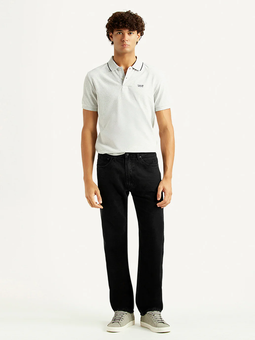 Men's 555 Black Relaxed Straight Fit Mid Rise Jeans - Image 7
