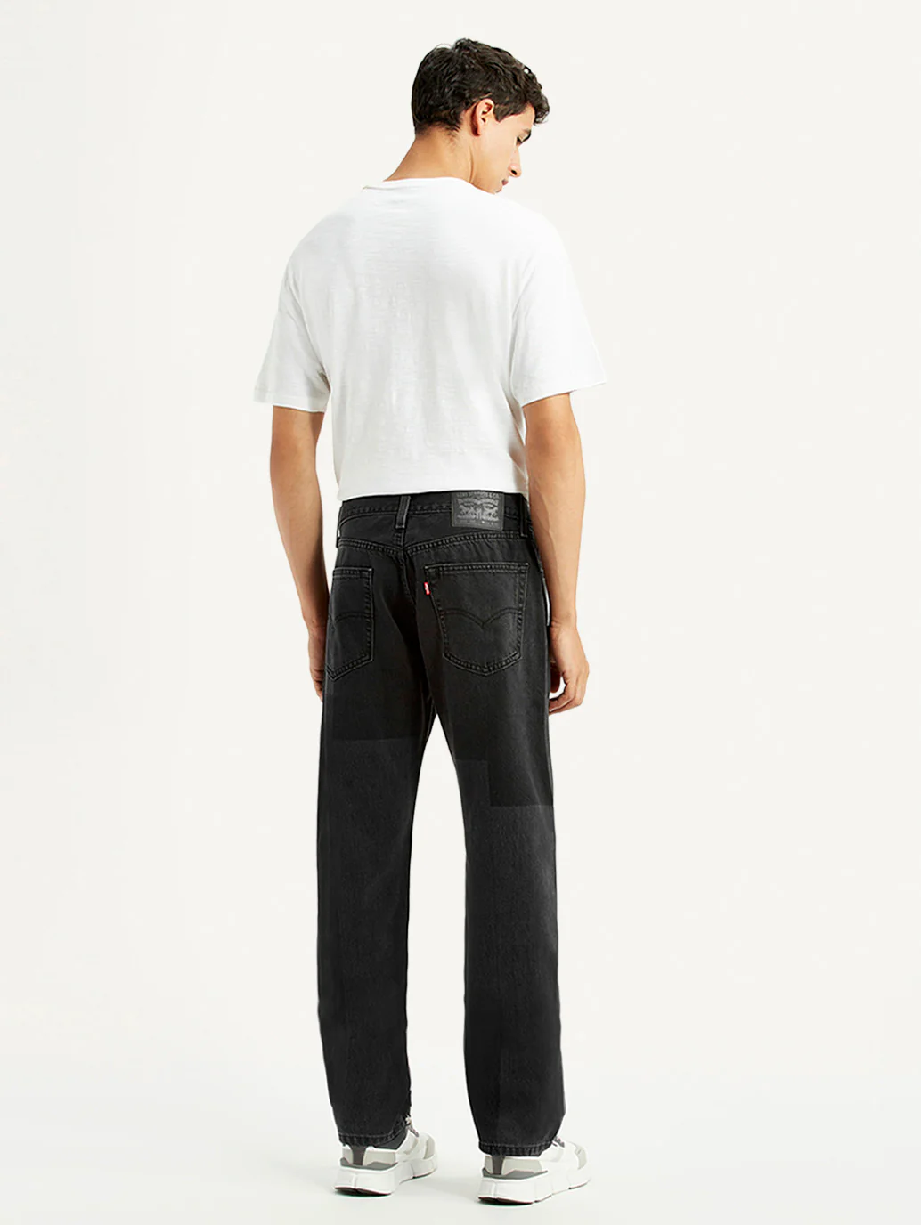 Men's 555 Black Patchwork Relaxed Straight Fit Mid Rise Jeans - Image 5