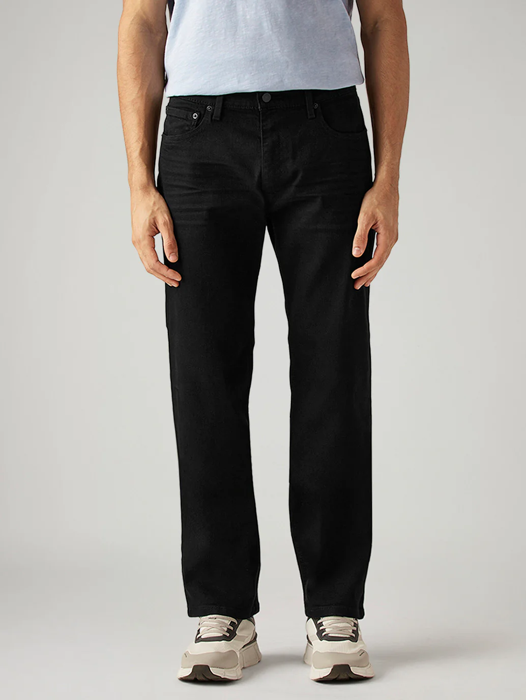 Men's 555 Black Relaxed Straight Fit Mid Rise Jeans - Image 2