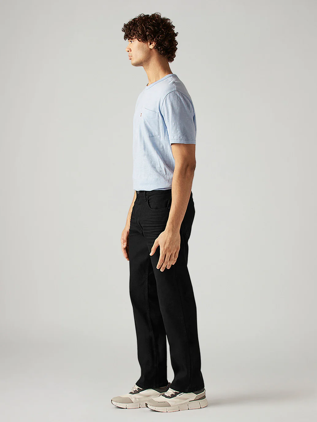 Men's 555 Black Relaxed Straight Fit Mid Rise Jeans - Image 5