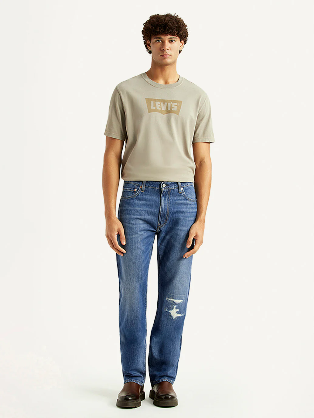 Men's 555 Blue Relaxed Straight Fit Mid Rise Selvedge Jeans - Image 5