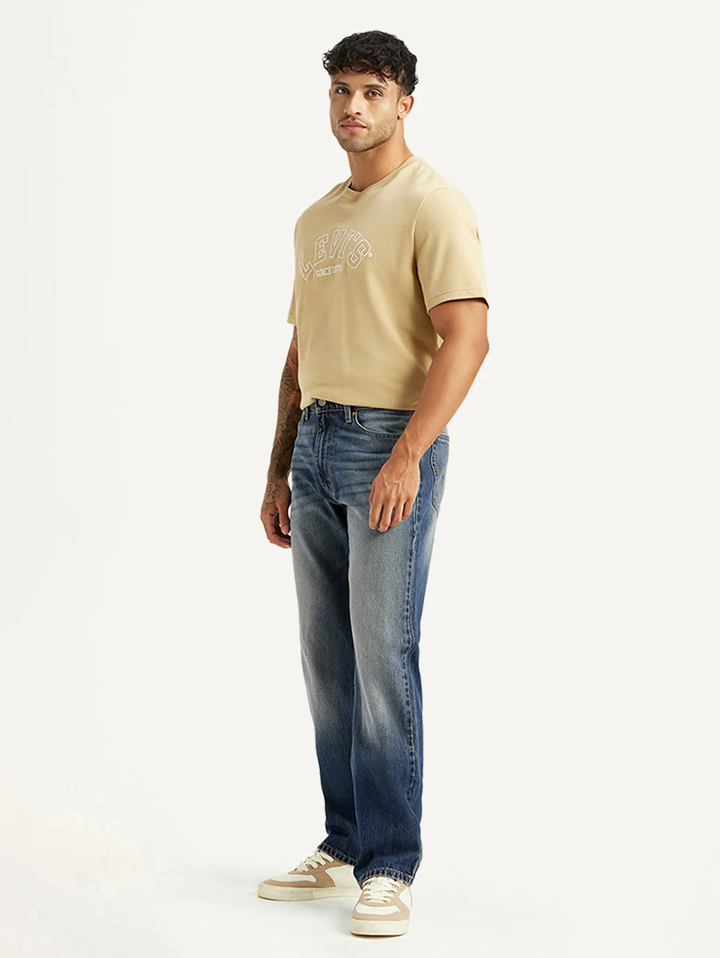 Men's Tinted 555 Blue Relaxed Straight Fit Mid Rise Jeans - Image 6