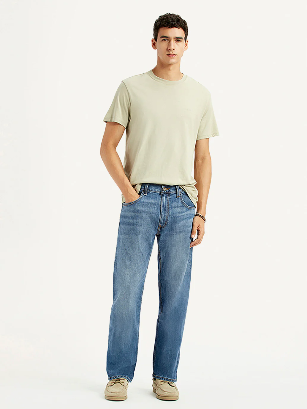 Men's 555 Blue Relaxed Straight Fit Mid Rise Jeans - Image 2