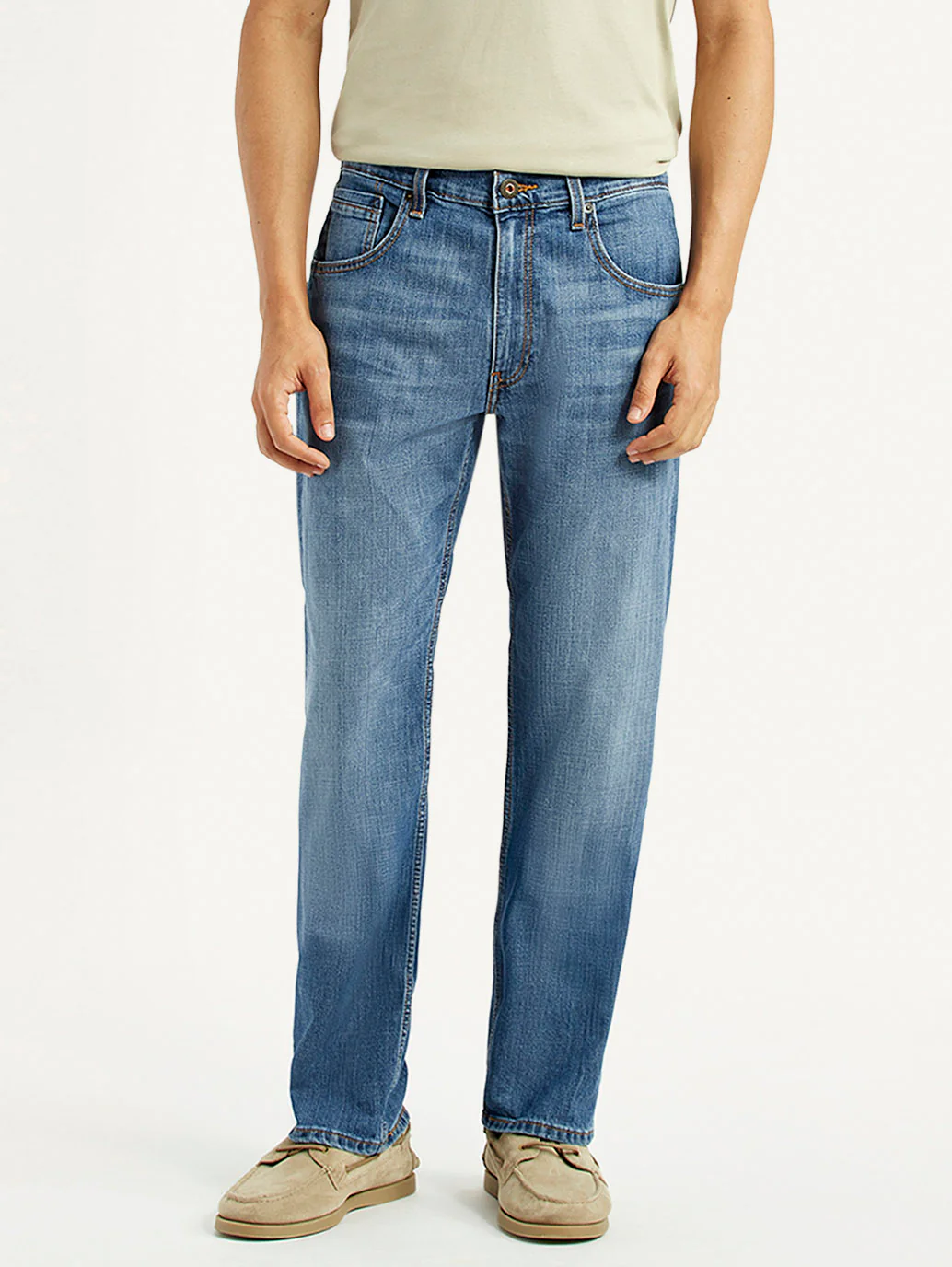 Men's 555 Blue Relaxed Straight Fit Mid Rise Jeans - Image 3