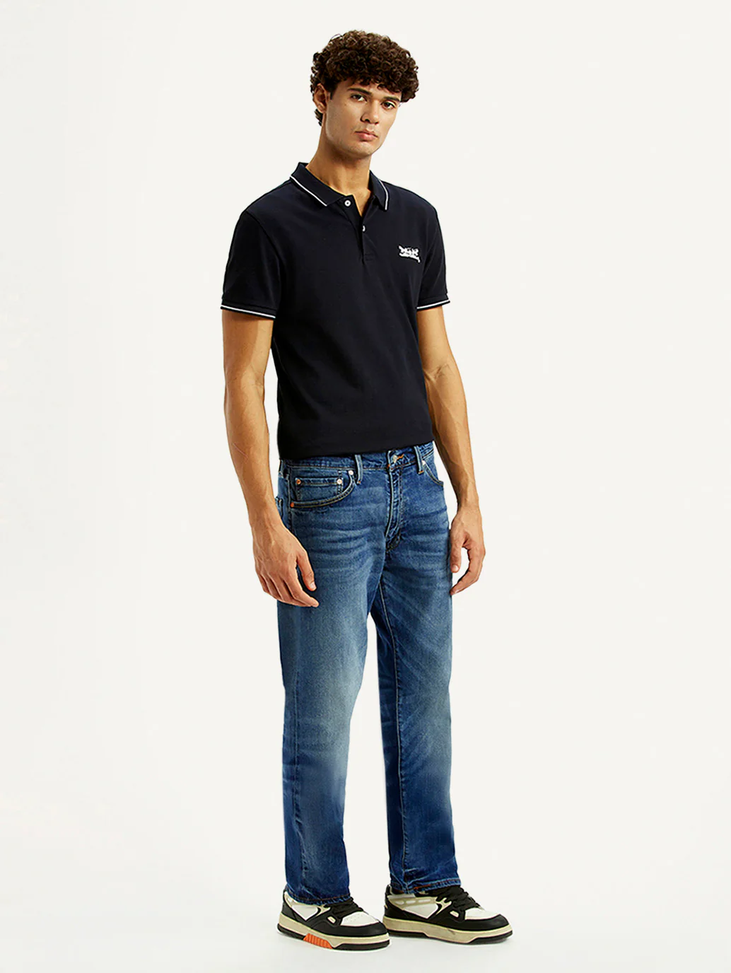 Men's 555 Blue Relaxed Straight Fit Mid Rise Selvedge Jeans - Image 7
