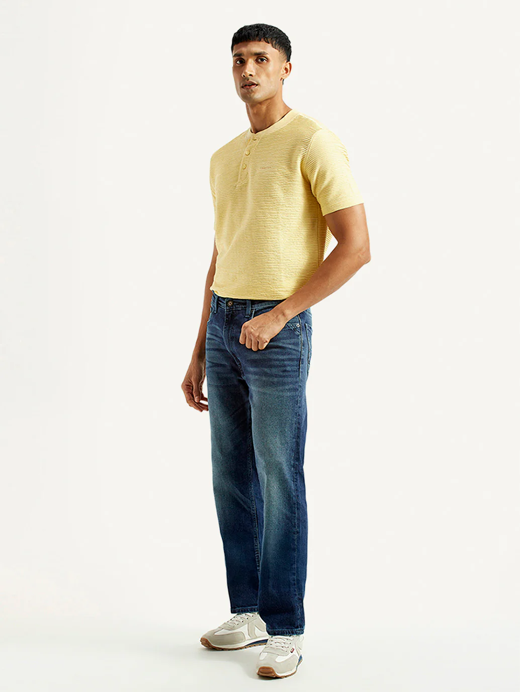Men's 555 Blue Relaxed Straight Fit Mid Rise Jeans - Image 7