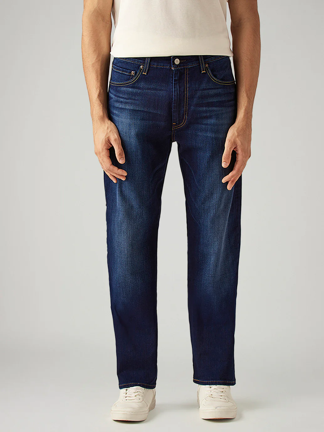 Men's 555 Blue Relaxed Straight Fit Mid Rise Jeans - Image 3