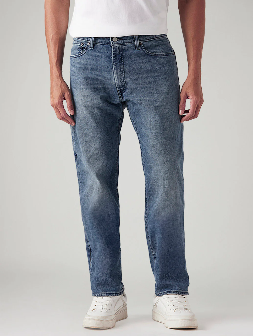 Men's 555 Blue Relaxed Straight Fit Mid Rise Commuter Jeans - Image 3