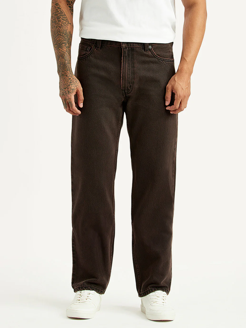 Men's Tinted 555 Brown Relaxed Straight Fit Mid Rise Jeans - Image 2