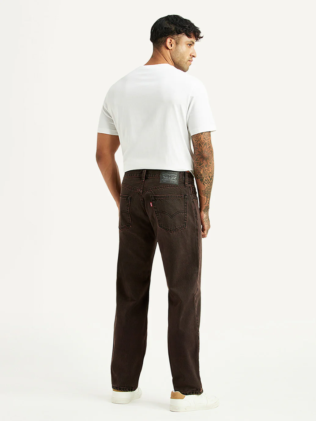 Men's Tinted 555 Brown Relaxed Straight Fit Mid Rise Jeans - Image 3