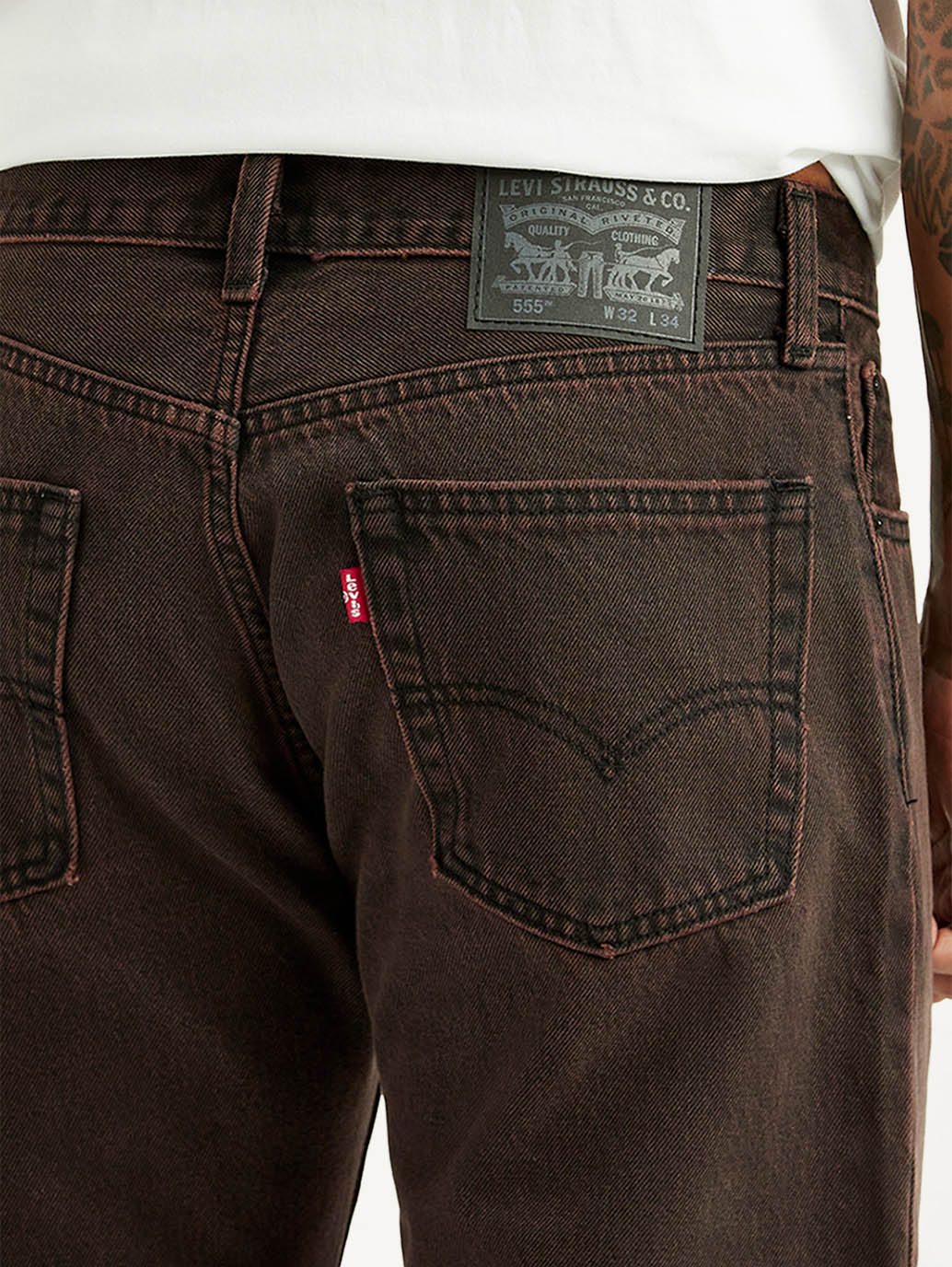 Men's Tinted 555 Brown Relaxed Straight Fit Mid Rise Jeans - Image 5
