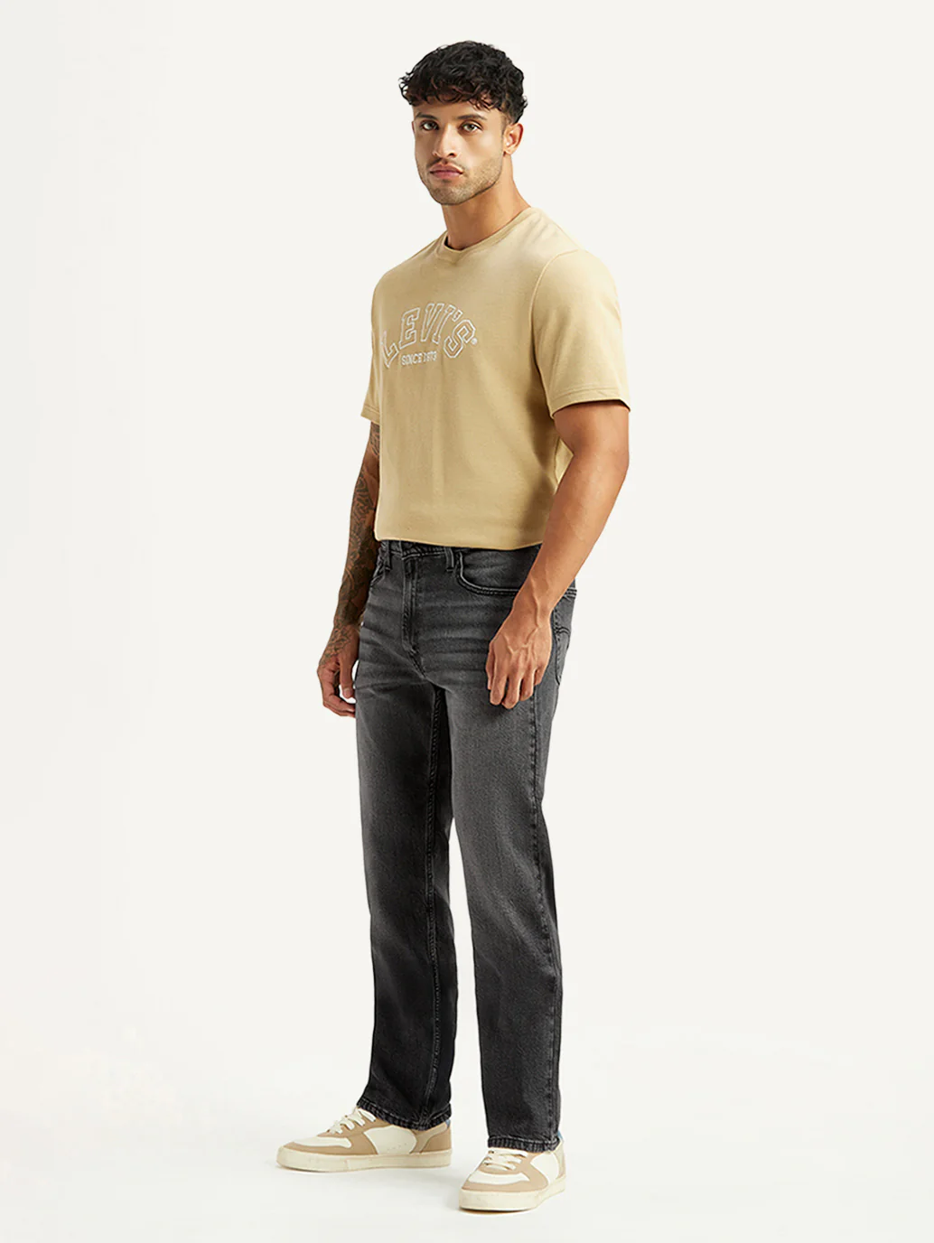 Men's 555 Charcoal Grey Relaxed Straight Fit Mid Rise Jeans - Image 6