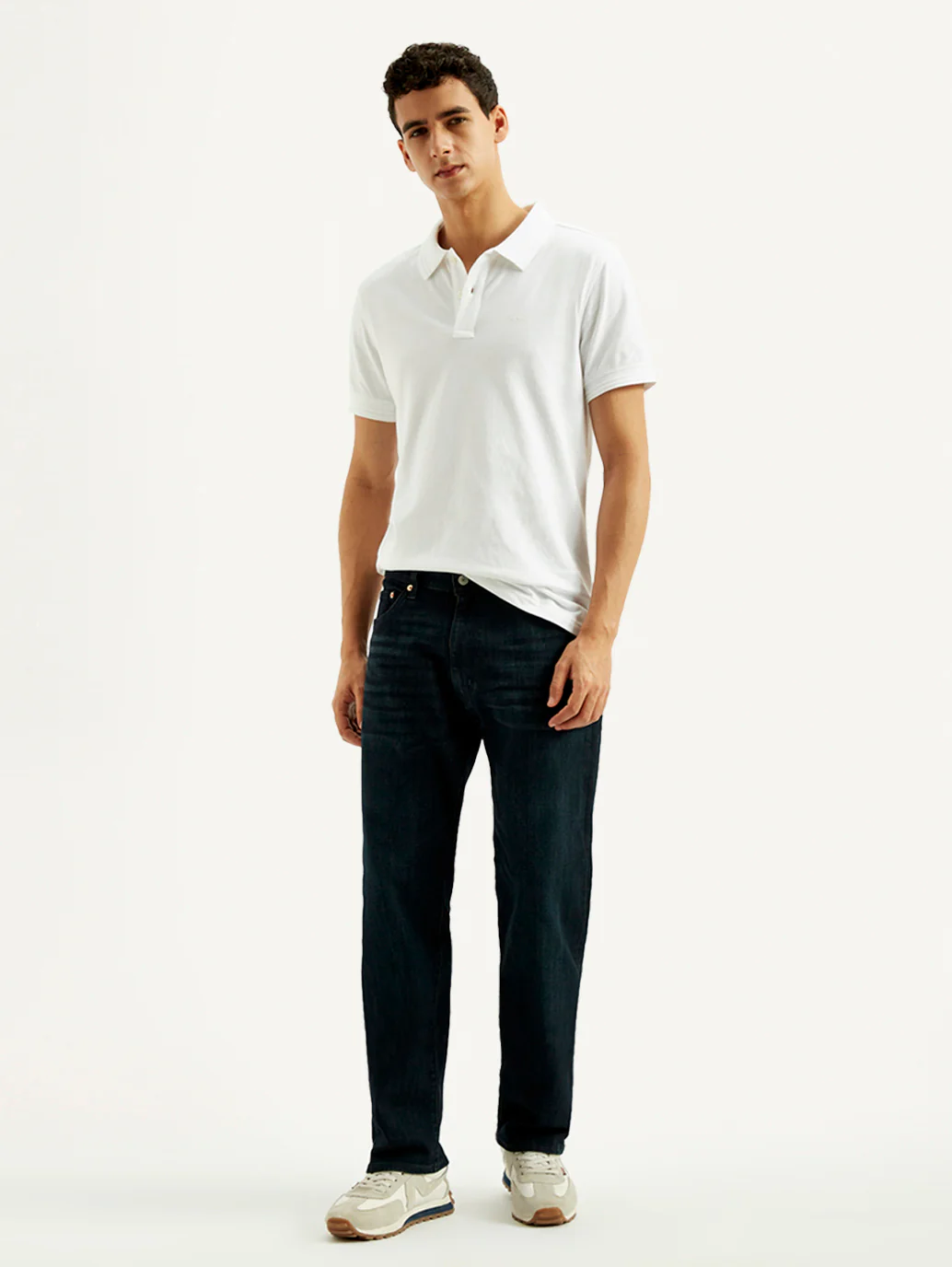 Men's 555 Dark Blue Relaxed Straight Fit Mid Rise Jeans