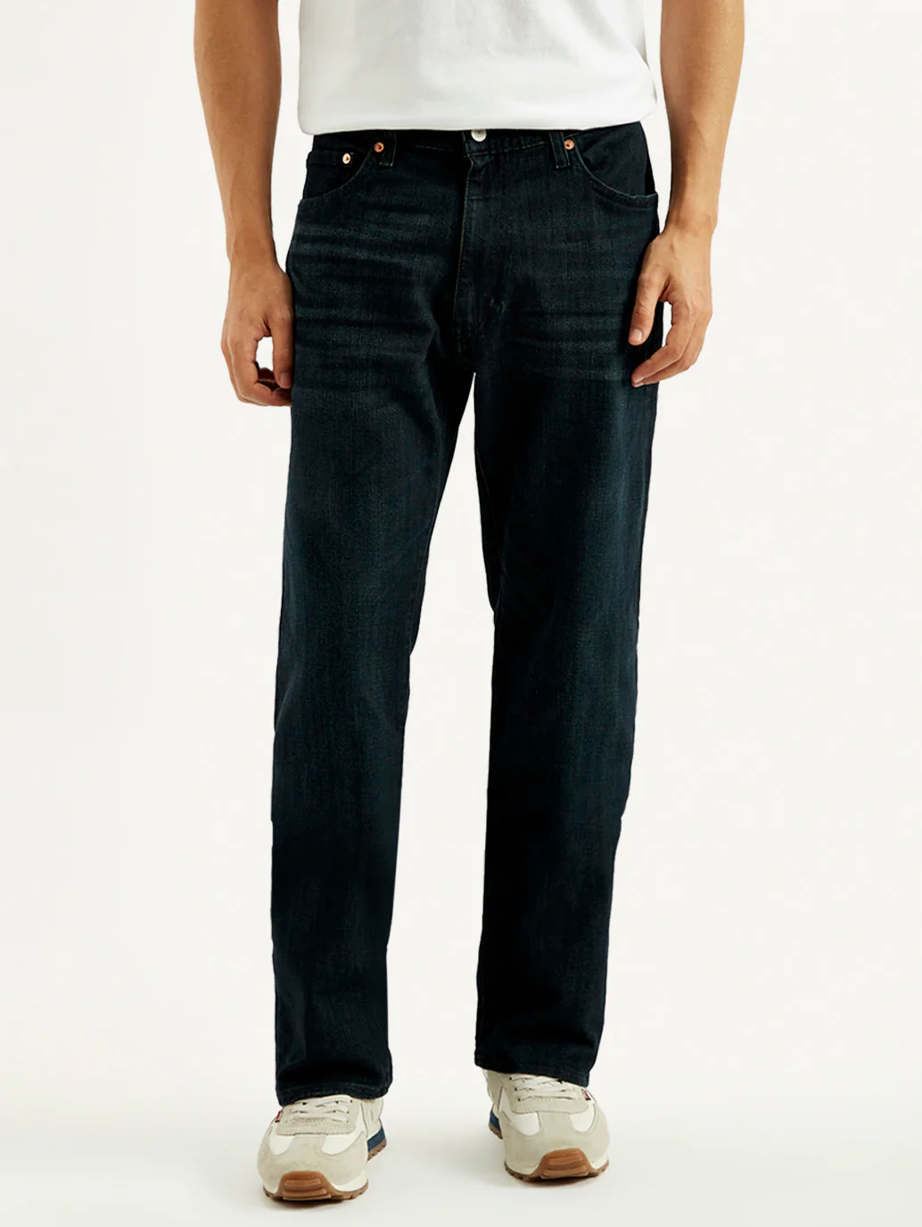 Men's 555 Dark Blue Relaxed Straight Fit Mid Rise Jeans - Image 2