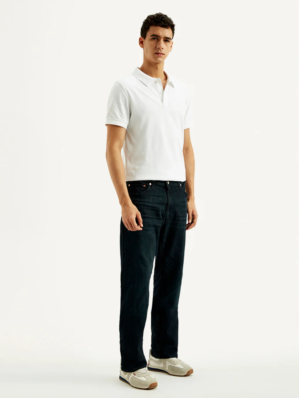 Men's 555 Dark Blue Relaxed Straight Fit Mid Rise Jeans - Image 6