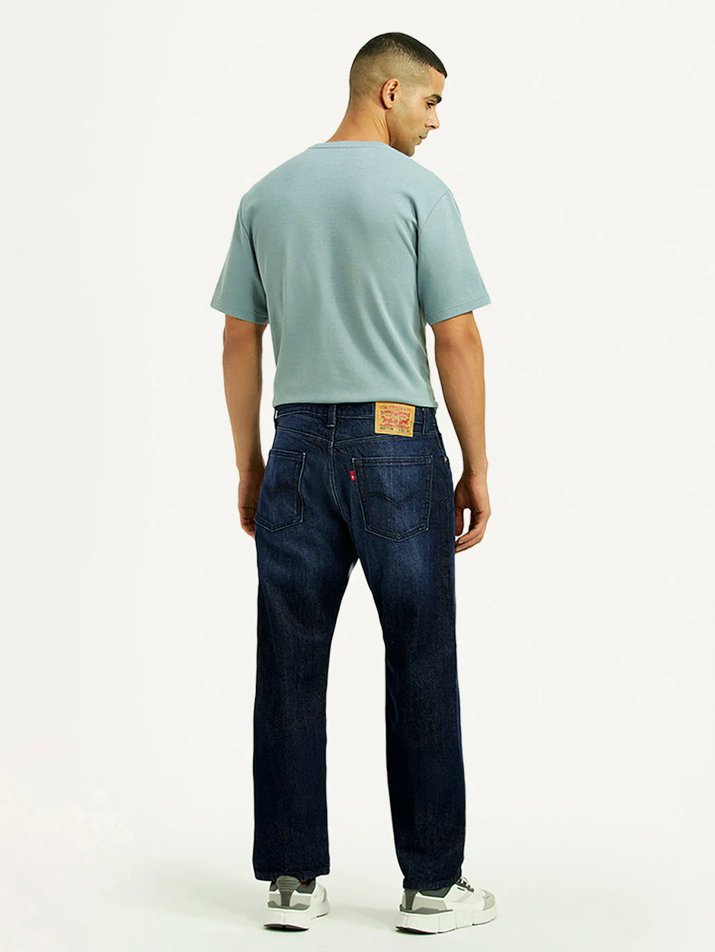 Men's 555 Dark Blue Relaxed Straight Fit Mid Rise Jeans - Image 3