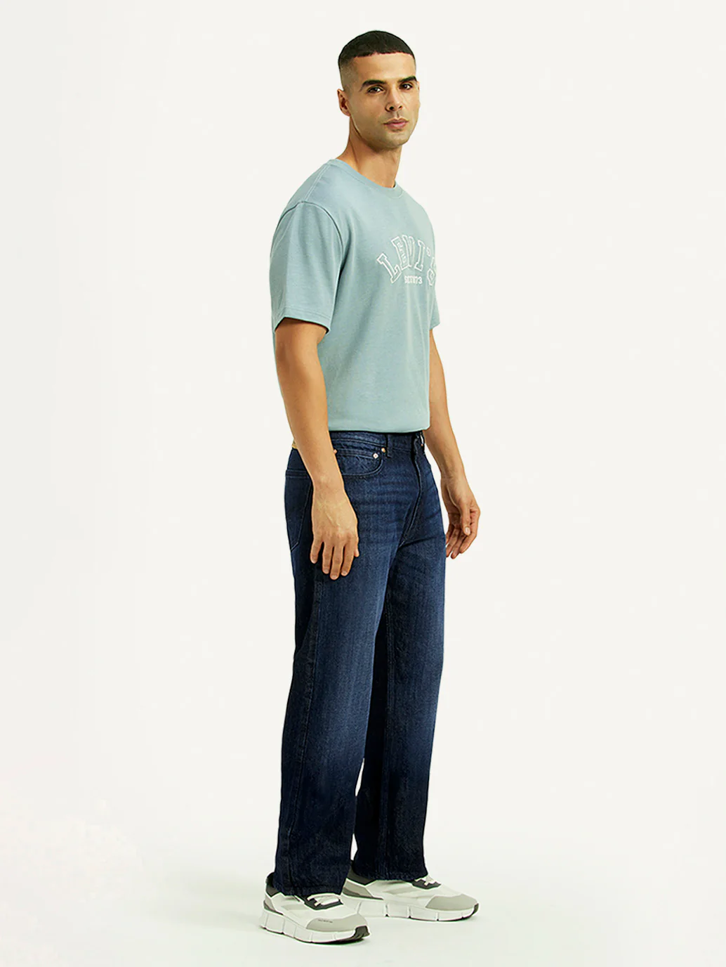 Men's 555 Dark Blue Relaxed Straight Fit Mid Rise Jeans - Image 7