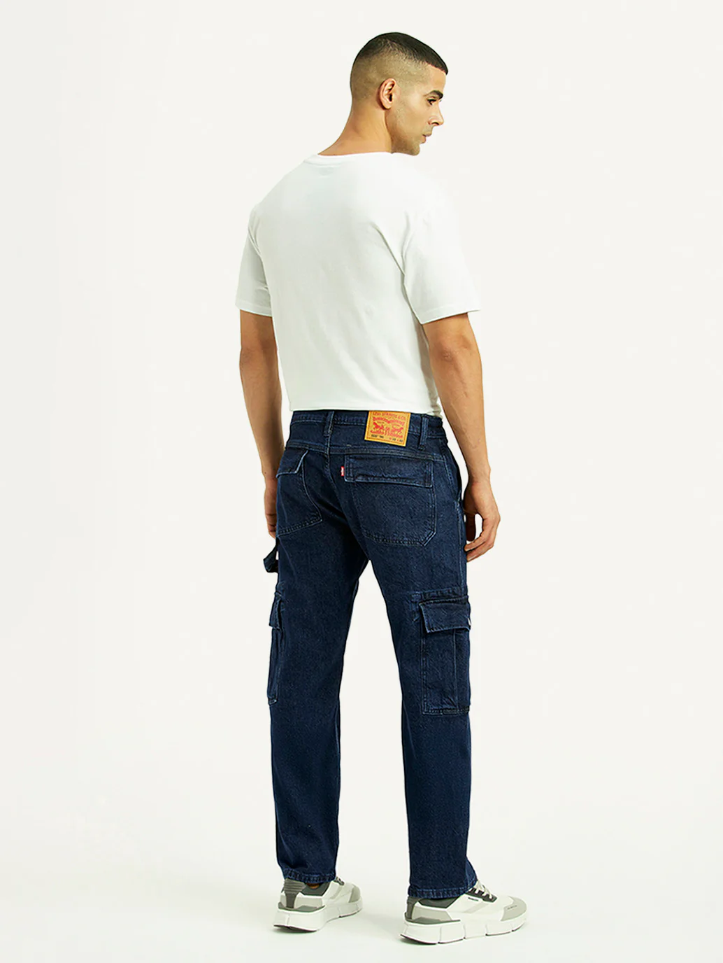 Men's 555 Dark Blue Relaxed Straight Fit Mid Rise Jeans - Image 3