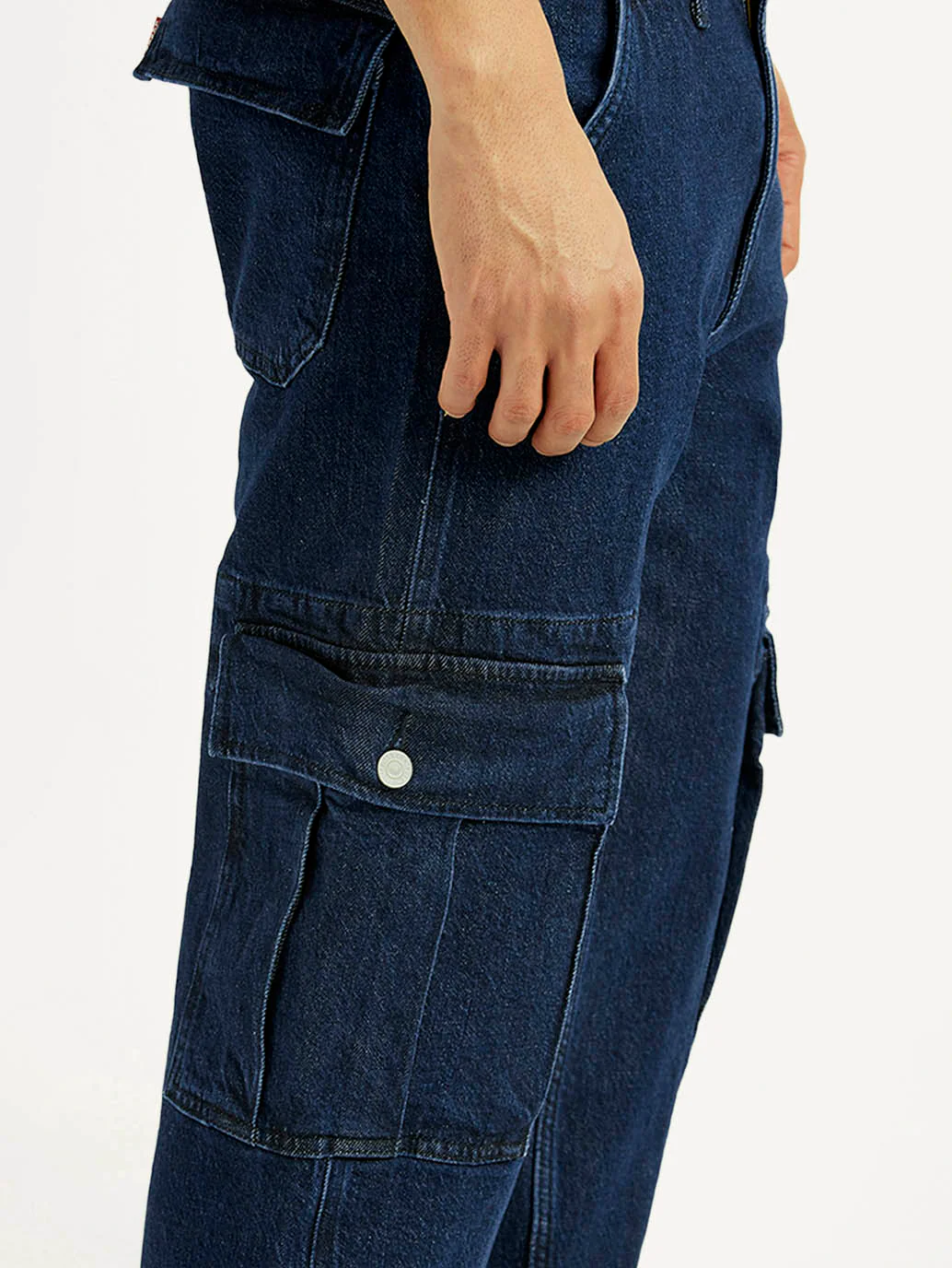 Men's 555 Dark Blue Relaxed Straight Fit Mid Rise Jeans - Image 6