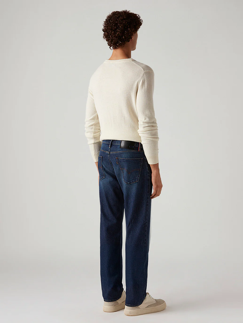 Men's 555 Dark Blue Relaxed Straight Fit Mid Rise Redloop Jeans - Image 3