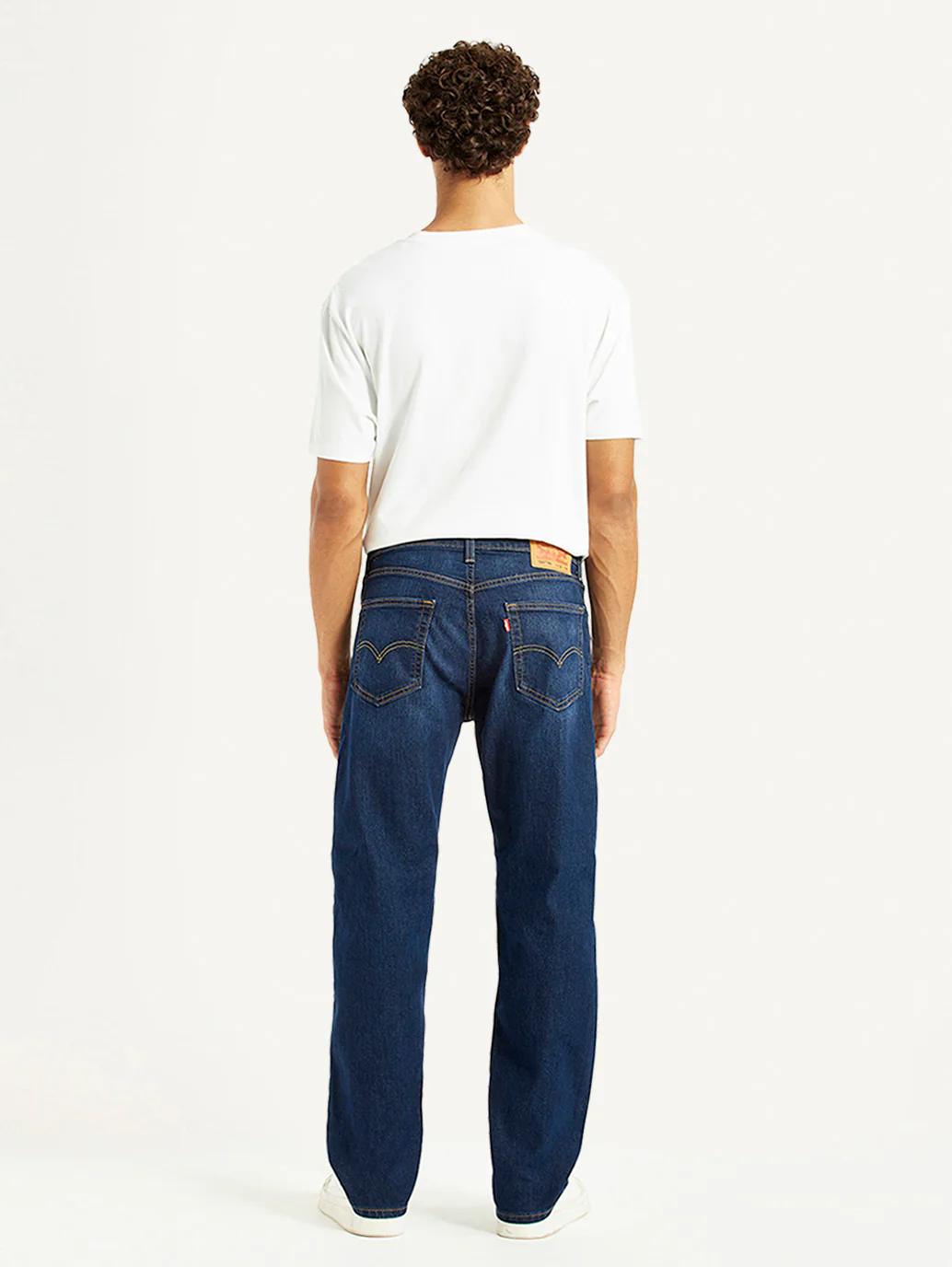 Men's 555 Dark Blue Relaxed Straight Fit Mid Rise Jeans - Image 3