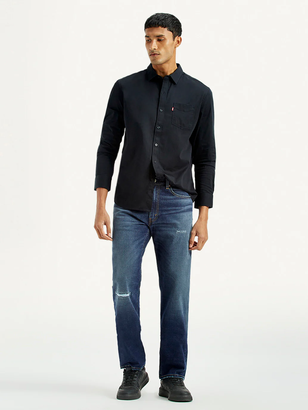 Men's 555 Dark Indigo Relaxed Straight Fit Mid Rise Jeans
