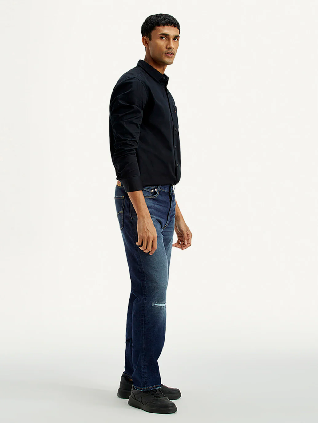 Men's 555 Dark Indigo Relaxed Straight Fit Mid Rise Jeans - Image 5