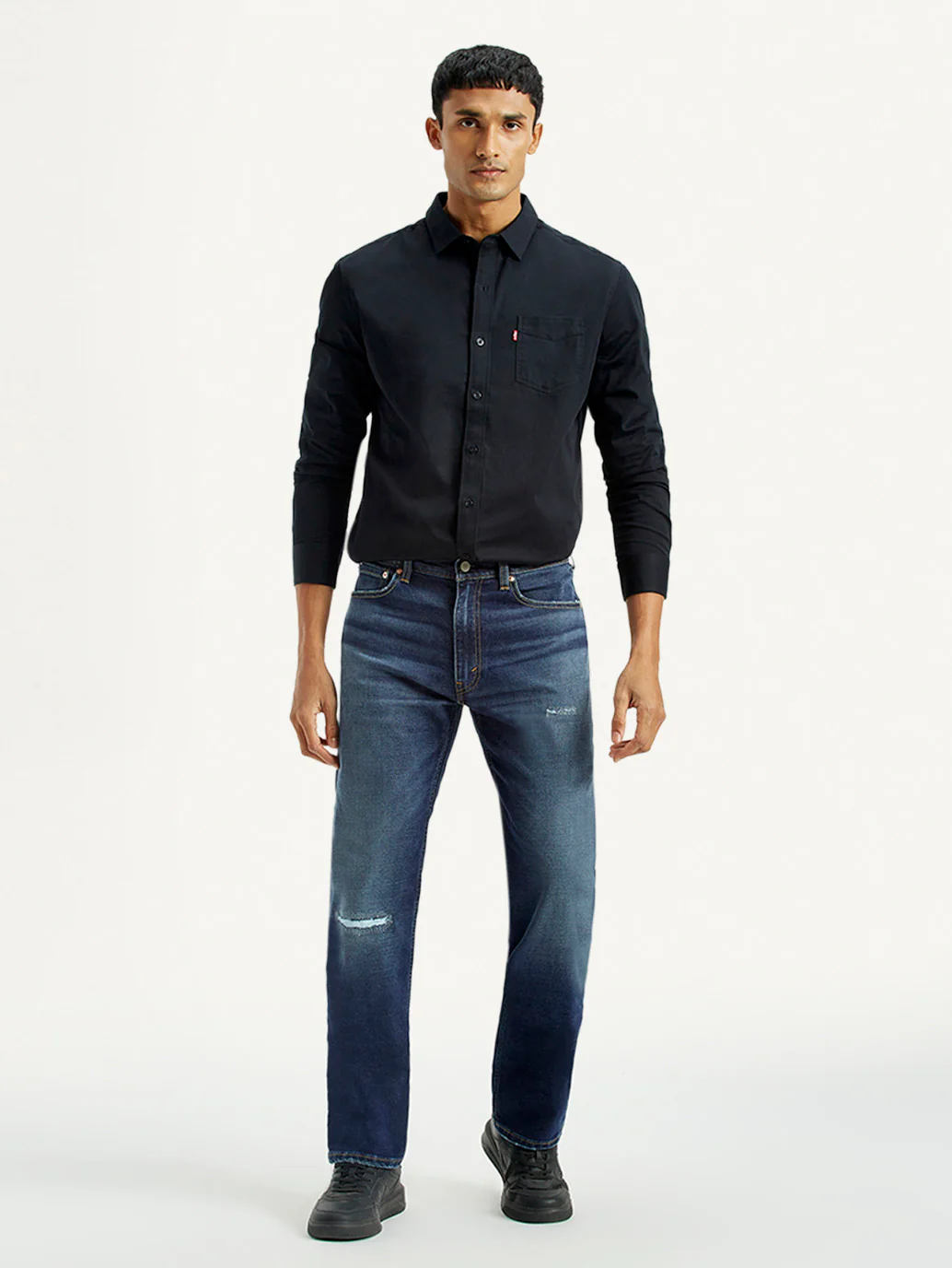 Men's 555 Dark Indigo Relaxed Straight Fit Mid Rise Jeans - Image 6