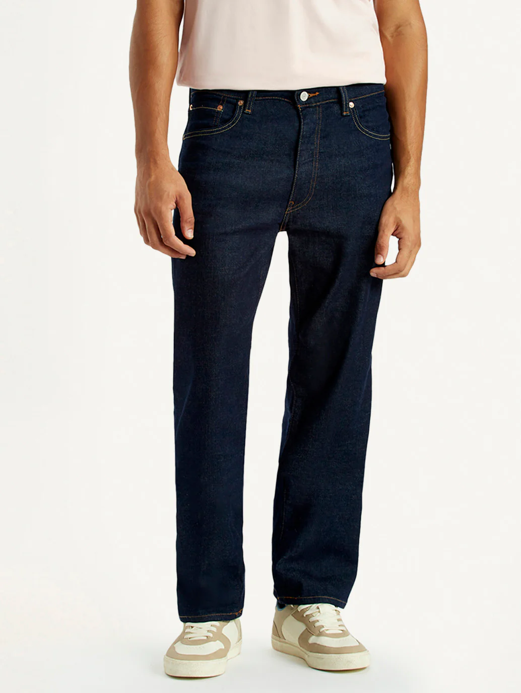 Men's 555 Dark Indigo Relaxed Straight Fit Mid Rise Selvedge Jeans - Image 3
