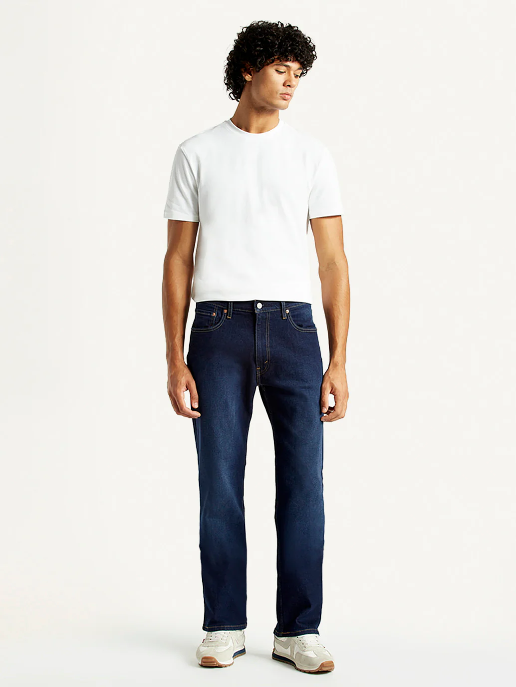 Men's 555 Dark Indigo Relaxed Straight Fit Mid Rise Jeans