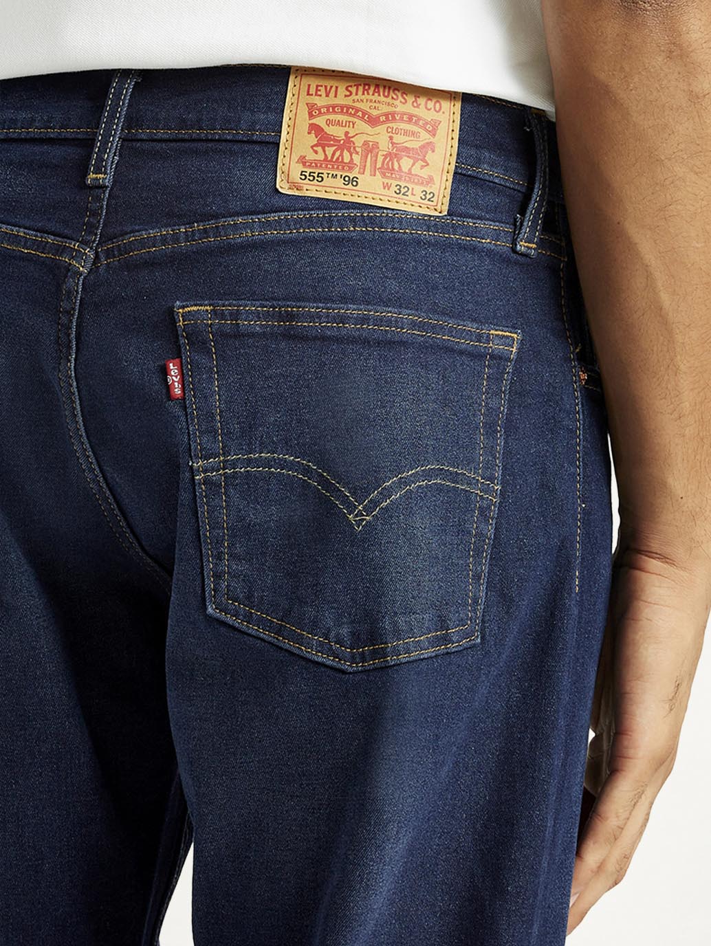 Men's 555 Dark Indigo Relaxed Straight Fit Mid Rise Jeans - Image 6