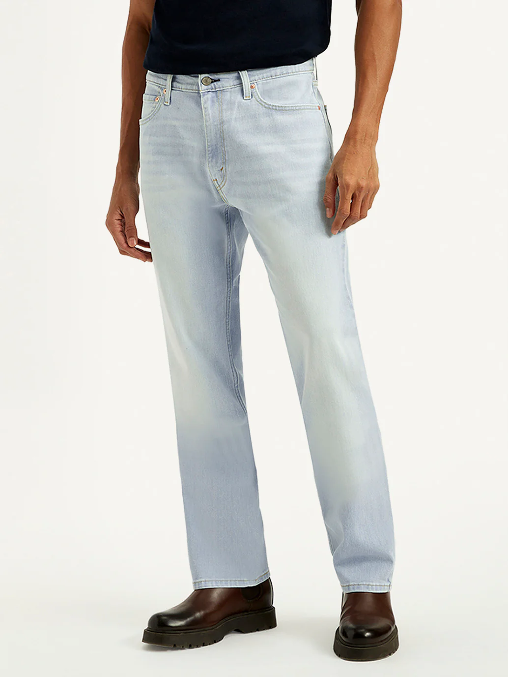 Men's 555 Light Blue Relaxed Straight Fit Mid Rise Jeans - Image 7