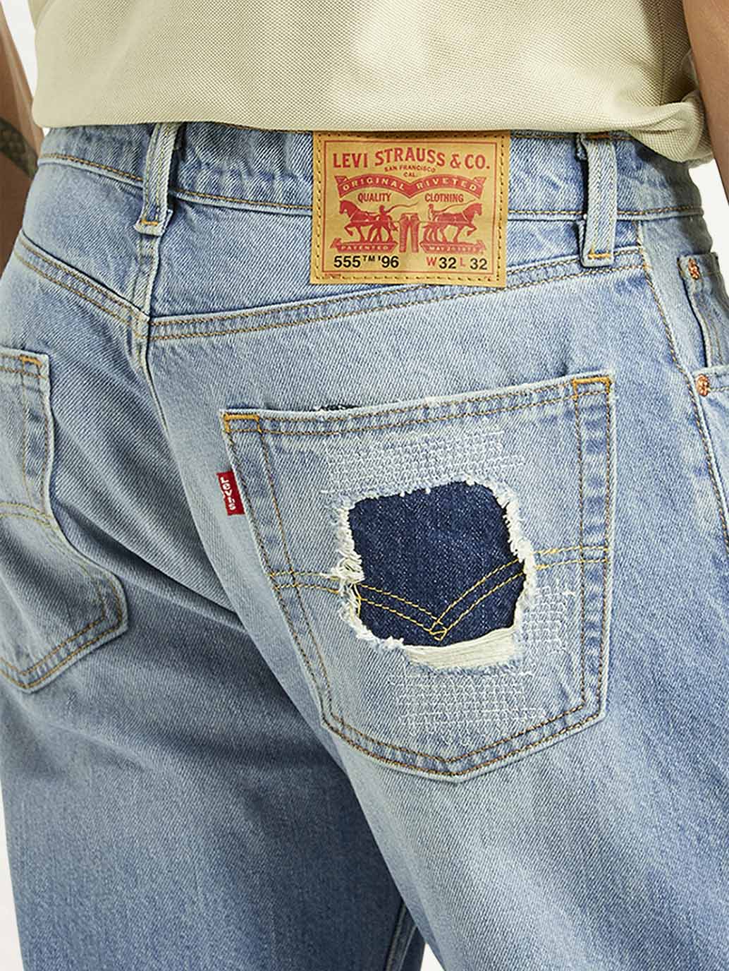 Men's 555 Light Blue Relaxed Straight Fit Mid Rise Jeans - Image 5