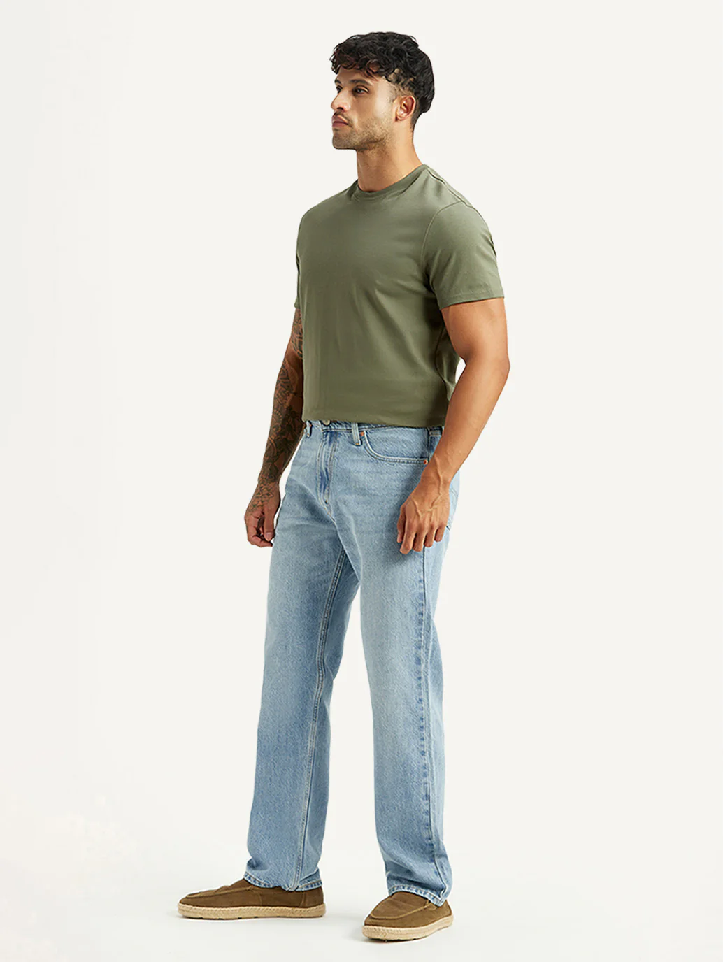Men's 555 Light Blue Relaxed Straight Fit Mid Rise Jeans - Image 6
