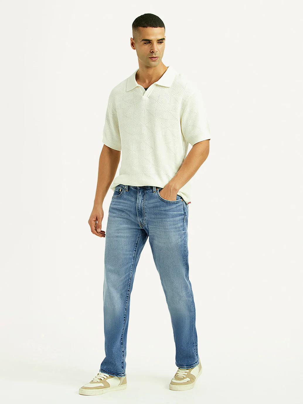 Men's 555 Light Blue Relaxed Straight Straight Fit Mid Rise Jeans
