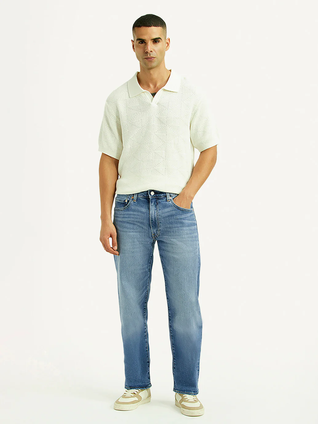 Men's 555 Light Blue Relaxed Straight Straight Fit Mid Rise Jeans - Image 2