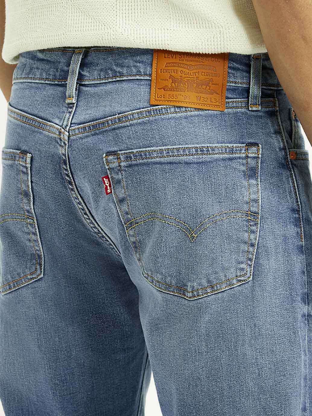 Men's 555 Light Blue Relaxed Straight Straight Fit Mid Rise Jeans - Image 6