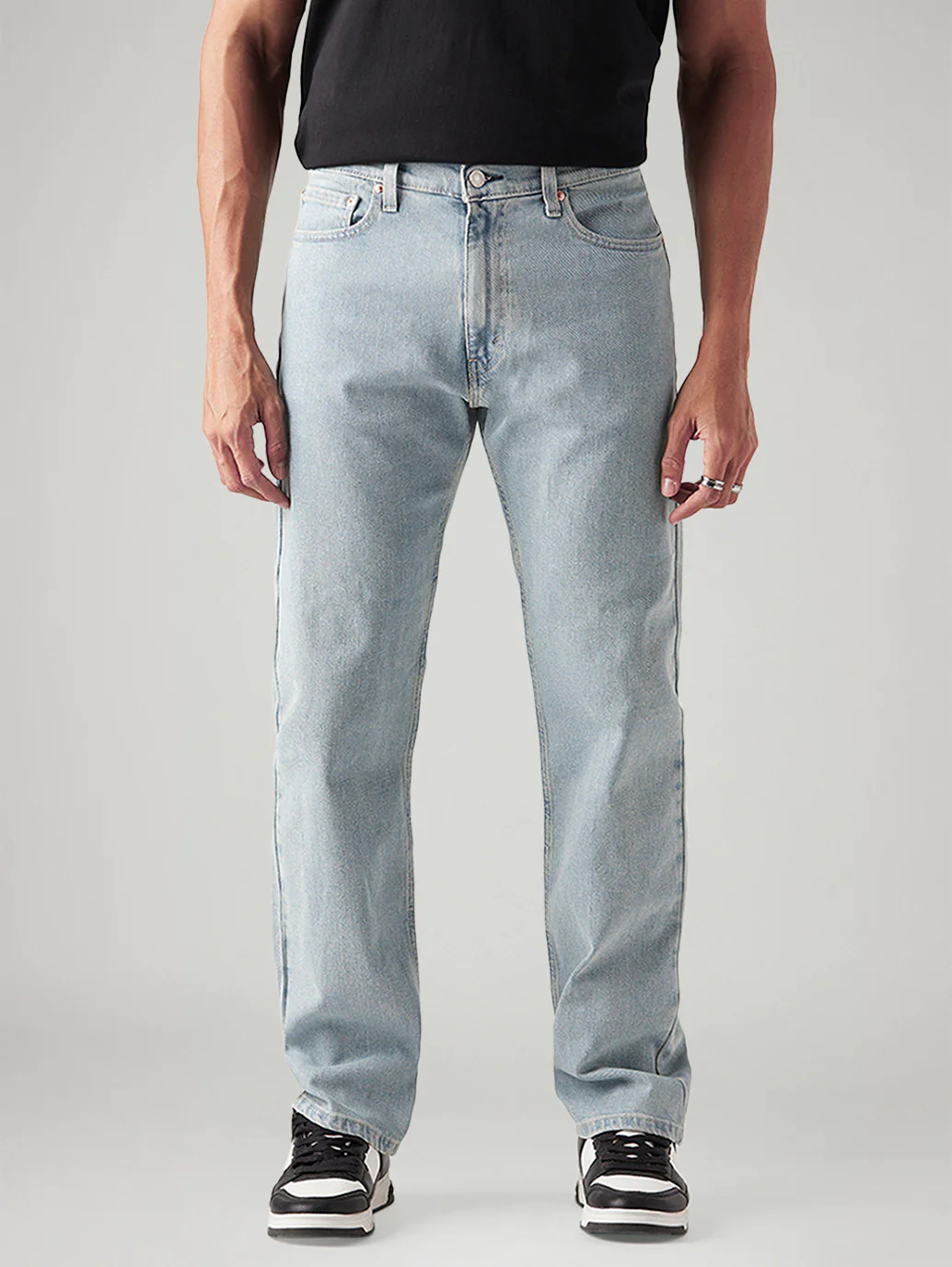 Men's 555 Light Blue Relaxed Straight Fit Mid Rise Jeans - Image 2