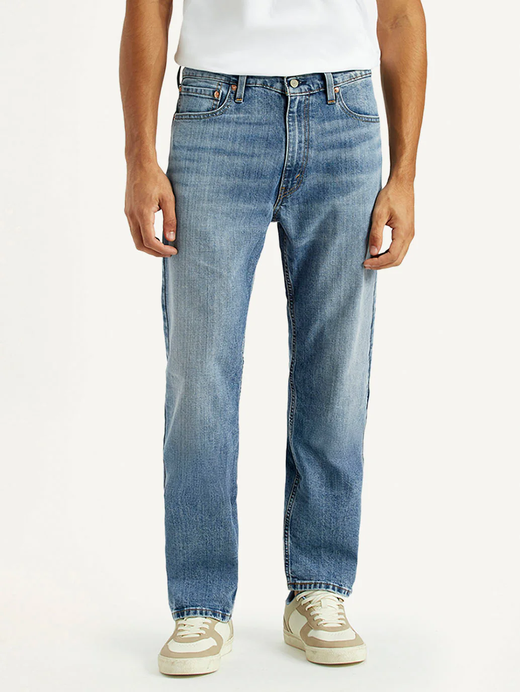 Men's 555 Light Indigo Relaxed Straight Fit Mid Rise Jeans - Image 3