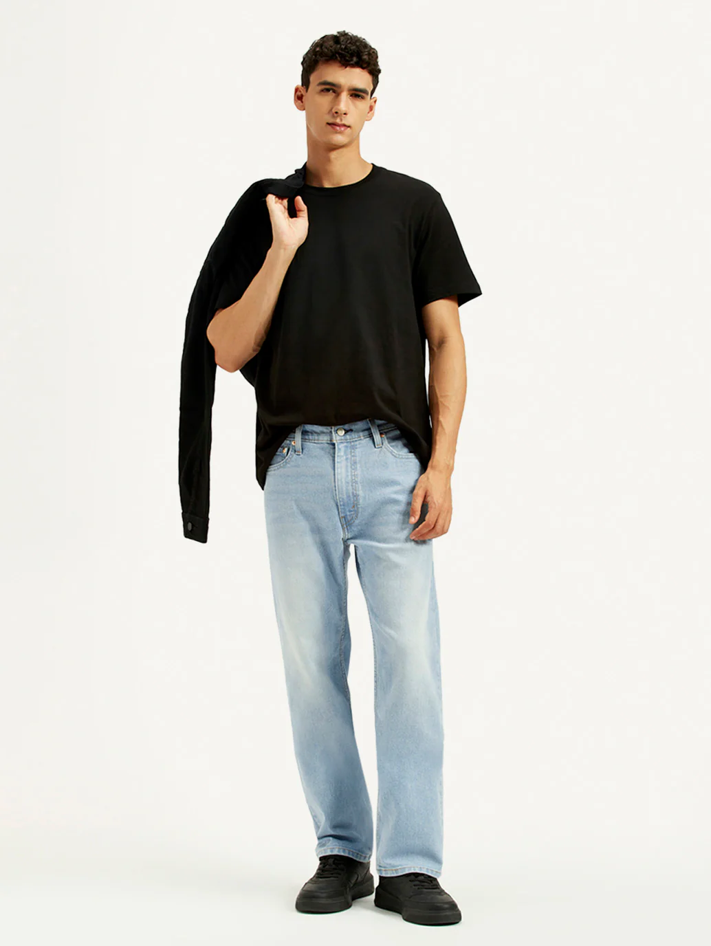 Men's 555 Light Indigo Relaxed Straight Fit Mid Rise Jeans