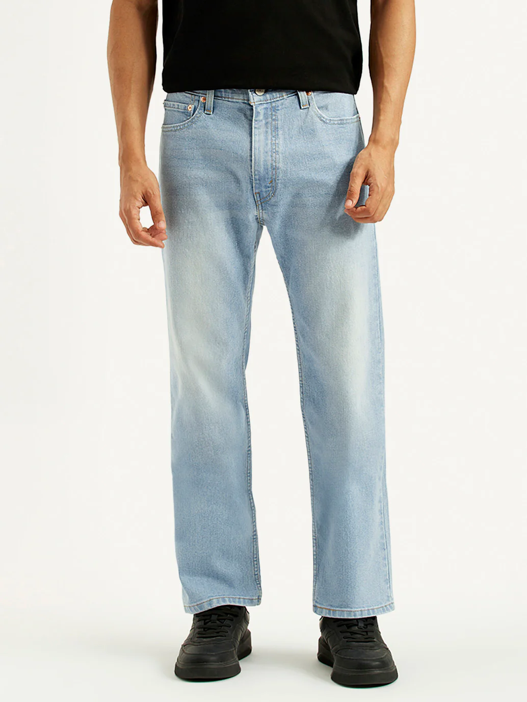 Men's 555 Light Indigo Relaxed Straight Fit Mid Rise Jeans - Image 5