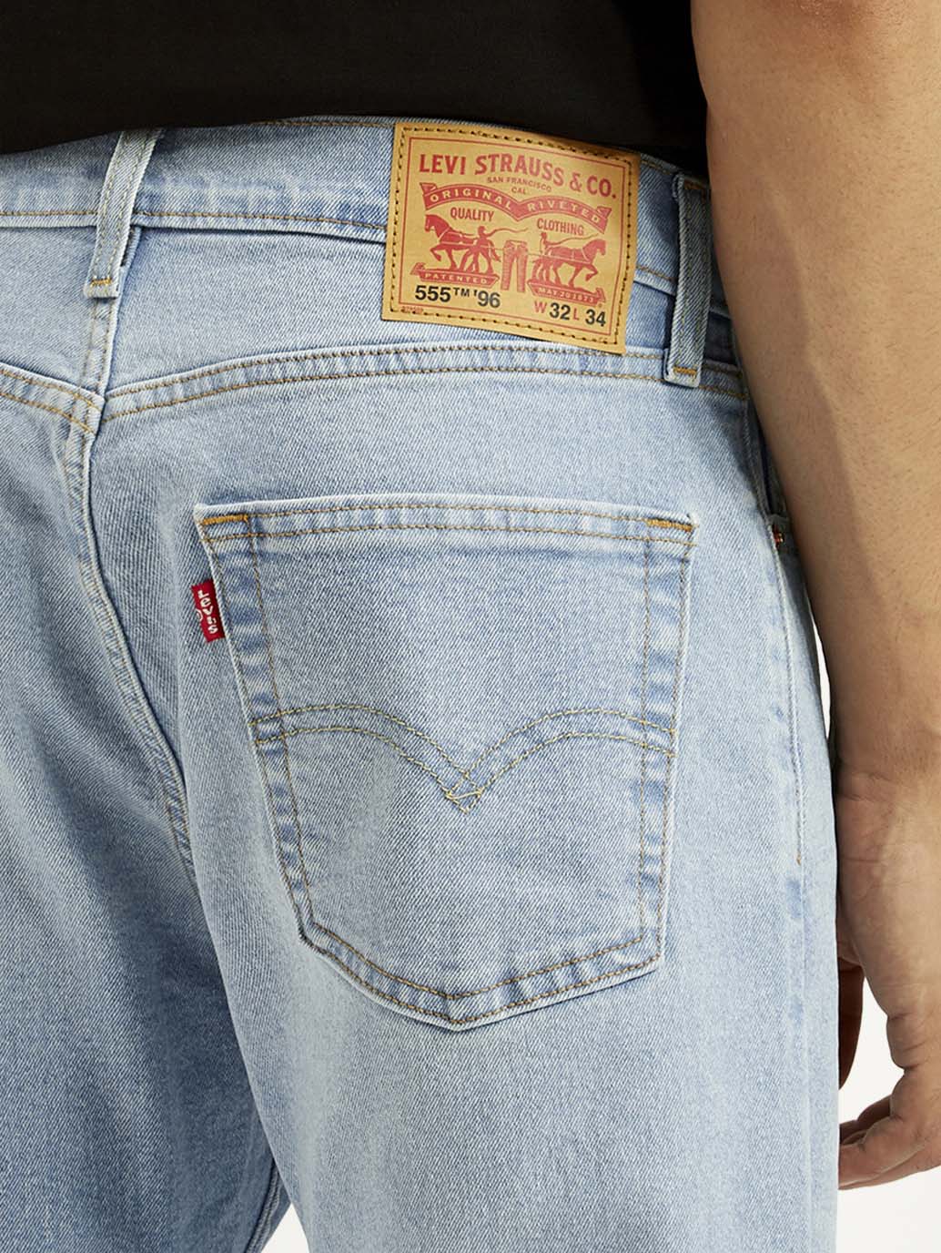 Men's 555 Light Indigo Relaxed Straight Fit Mid Rise Jeans - Image 6